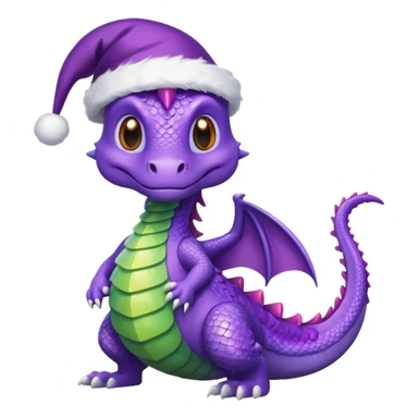 Purple dragon ,Christmas Hat sticker