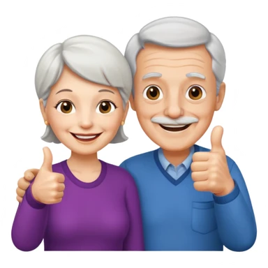 elderly man and woman giving a thumbs up sticker