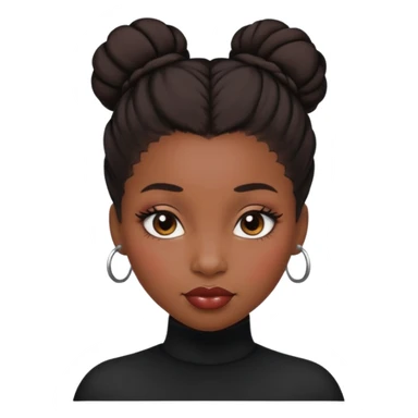 A black girl with edges and plump lips and long lashes with a bun in her hair and she looks like a baddie sticker