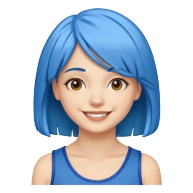 blue hair wig white girl sticker