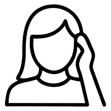person tucking hair behind ear, simple and clear lines, icon style sticker