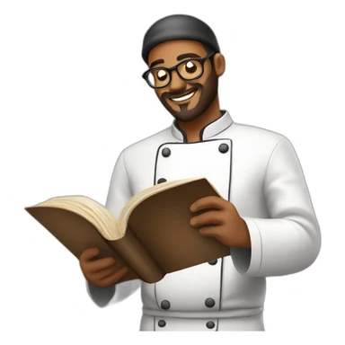chef reading recipe book sticker