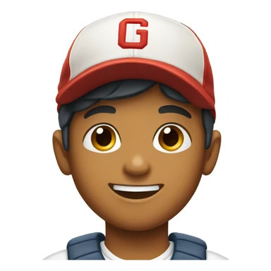 smiling boy in baseball cap sticker