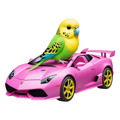 budgie on lamborghini pink sticker
