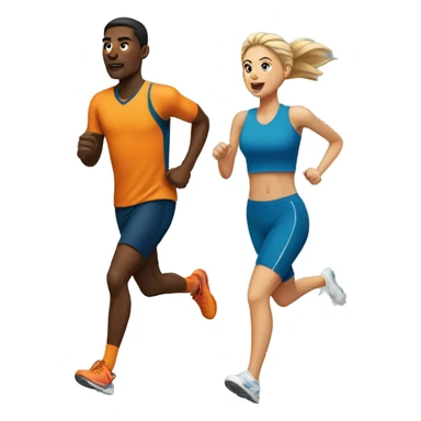 Sports man and woman run  sticker