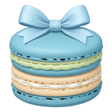 sage blue macaron with white bow sticker