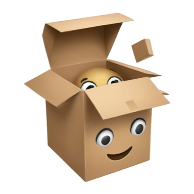 thinking outside the box, a happy box that the top is open and it has hands, I need to use for a linkedin post sticker