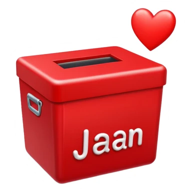 JAAN in bold letters in a red box with hearts  sticker