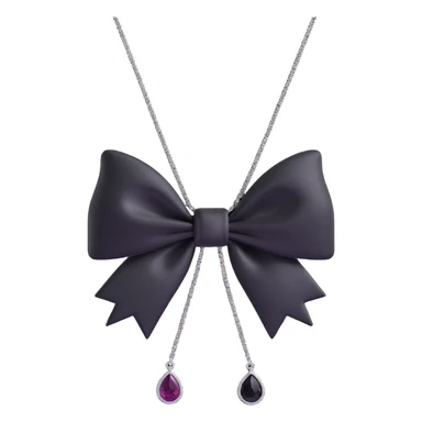 3D emoji gothic bow, black velvet, silver chain, deep onyx gemstone, ornate and dramatic sticker