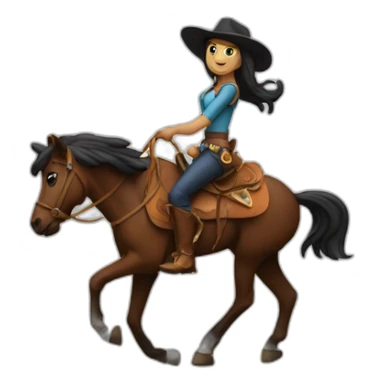 running dark horse and cowgirl holding it sticker