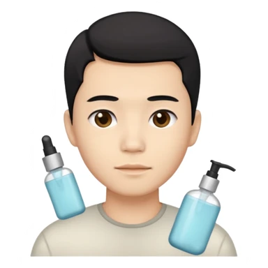 chinese man doing skincare with a faded haircut black hair sticker