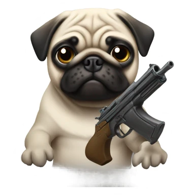 Pug with guns sticker