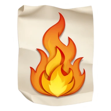 paper sheet with dialogue lines and small fire symbol sticker