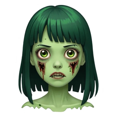 garota zumbi verde com os cabelos pretos longos e com franja curta sticker