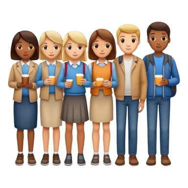 people standing in line of a school canteen sticker