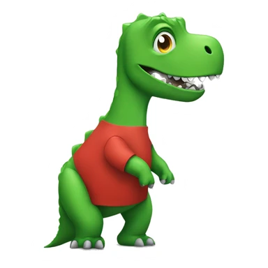 green dinosaur wearing a red t-shirt sticker