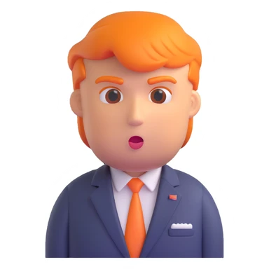 Donald Trump 3D emoji style, orange hair, suit, no text sticker