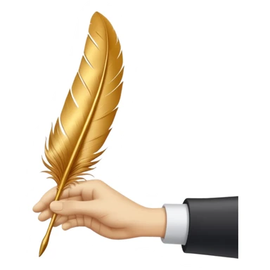 3D perspective hand holding with Premium golden ink feather sticker