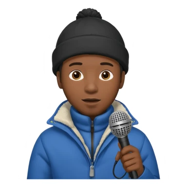 black man with winter clothes holding microphone sticker