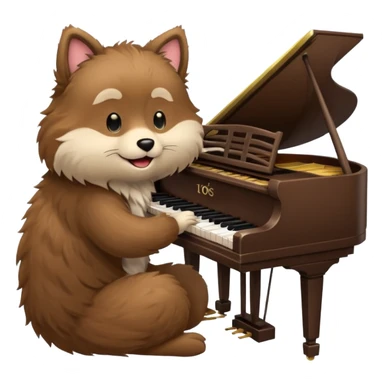 animal playing piano sticker