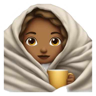 girl inside a blanket sipping coffee eyes closed sticker