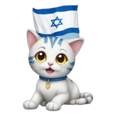 Cat with Israeli flag sticker