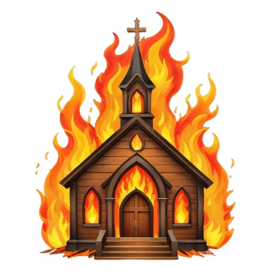 A church which is one fire ans its glowing sticker