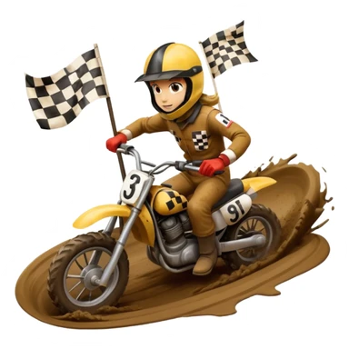 Sliding on mud and crossing the checker flag sticker