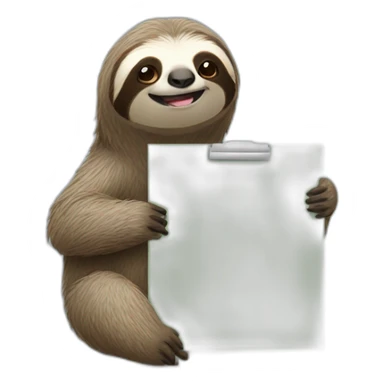 sloth holding white board sticker