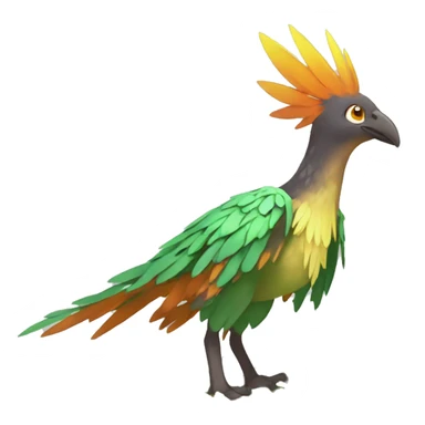earthly muddy fresh Cool Cute Fantasy legendary jungle-bird plant-grass-type-Dendro-Phoenix-avian Fakemon full body sticker