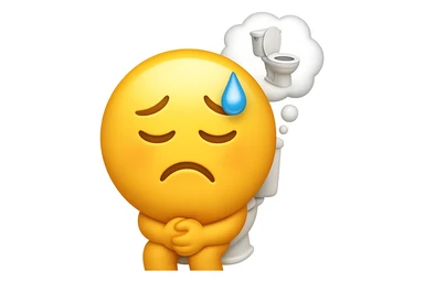 emoji stile iphone che riguarda l'argomento "stipsi/andrò al bagno oggi?", iperrealistico 4k sticker