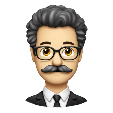 homem branco de oculos cabelo preto bigode enrolado professor xadrez sticker