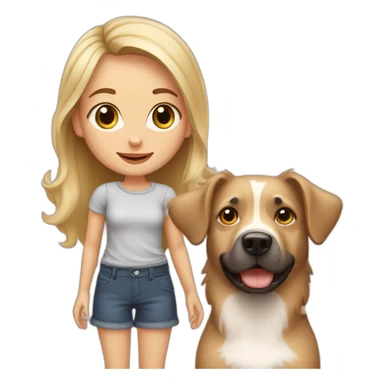 A cute blonde girl with her Aussie dog sticker