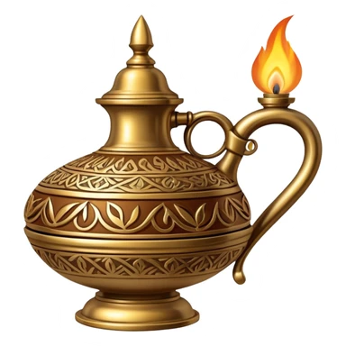 traditional middle eastern oil lamp with flame sticker