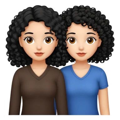 2 girl best friends. One who is black with black hair and dark brown eyes. one who is white with curly dark brown hair and dark brown eyes. sticker