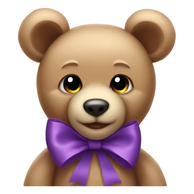 teddy bear with purple bow near ear sticker