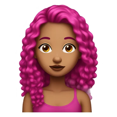 Pretty girl with eyeliner and long, magenta pink, thick hair sticker