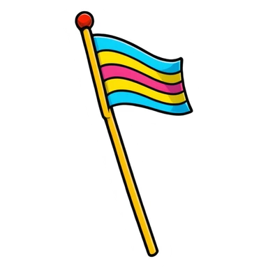 cartoonish sticker of a flag on a stick, bright colors, 'Floptropica' theme sticker
