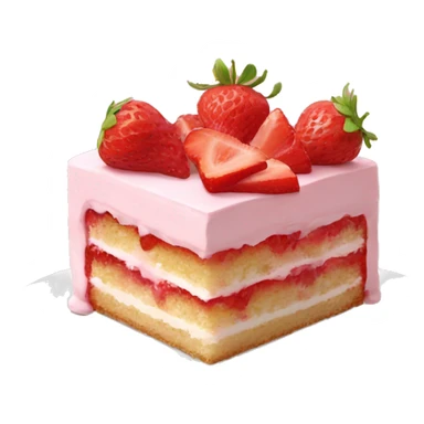 high quality slice of strawberry cake with NO DISH sticker