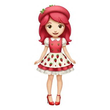 pretty and cute realistic modern day strawberry shortcake full body with high heels emoji sticker
