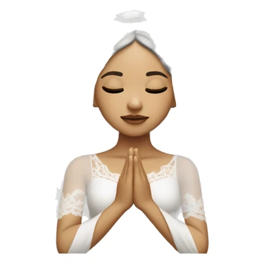 Light skin girl praying with eyes closed and lace white veil  sticker