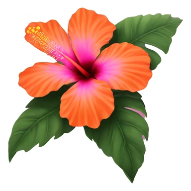 One Orange and pink hibiscus flower sticker