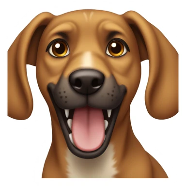 brown mutt dog with black stripes and a big mouth  sticker