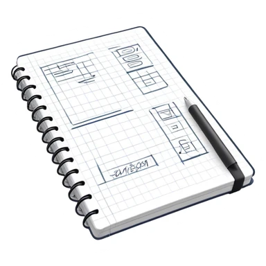a notebook with lots of technical sketches sticker