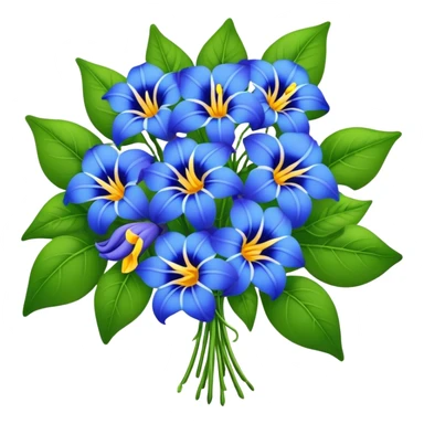 big bouquet Blue Thunbergia, luxuriant, stem, leaf sticker