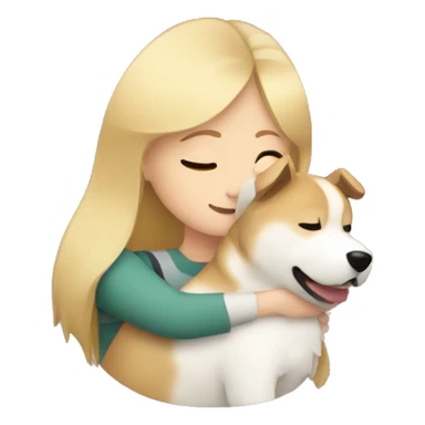 blonde woman hugging akita inu dog  sticker