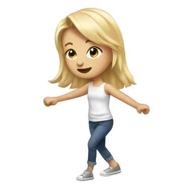 Blonde girl doing the potty dance sticker