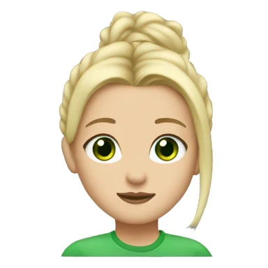she have blonde hair and green eyes and airpods sticker