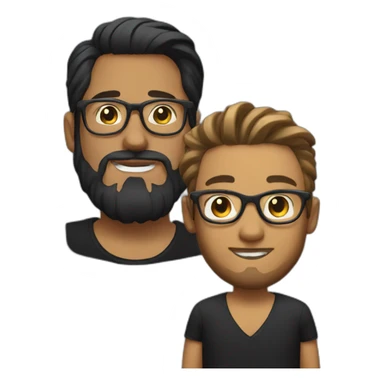 Man with clear glasses and a man bun and beard and black shirt sticker