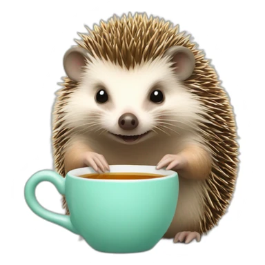 Hedgehog holding a tea pot sticker